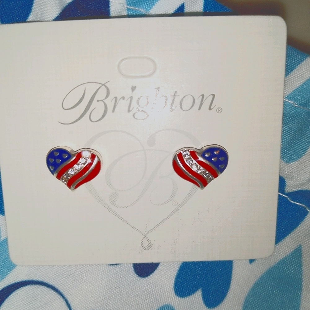 Brighton Americana mini heart earrings - Rare!